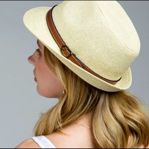 Neutral Leather Belted Fedora